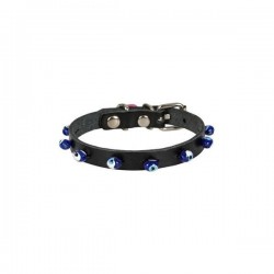 Cattie Boncuklu Deri Küçük Irk Köpek ve Kedi Boyun Tasması Medium Siyah 1x20-23 Cm